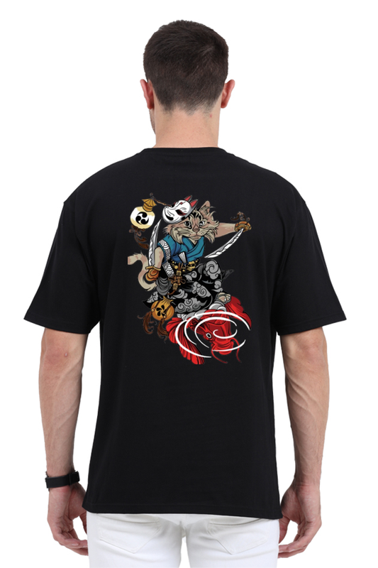 Oversize Cat Samurai T-shirt